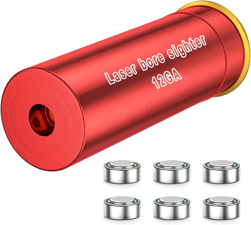 EZshoot Laser Bore Sight, 12 Gauge Bore Sight Laser Red Dot Boresighter with 2 Sets of Batteries - Image 1